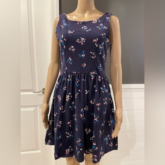 Small Lauren Conrad Navy Blue Butterfly Dress With Bow On Back - Picture 2 of 6